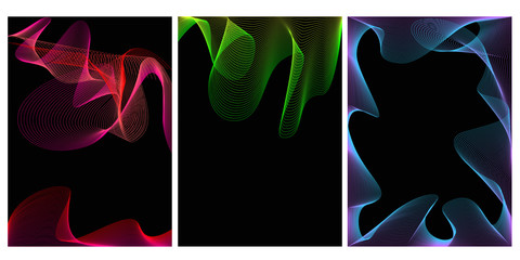 set of abstract linear backgrounds. red, green, blue.