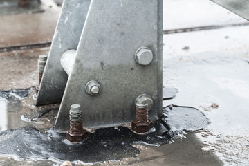 Abstract industrial wet gray metal structures