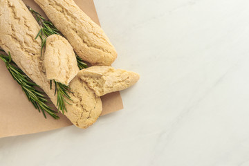 Homemade italian bread on light background