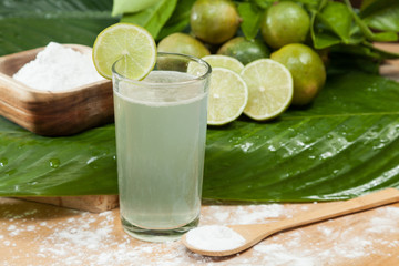 Baking soda - sodium bicarbonate, Water and lemon. 