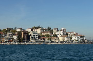 Fototapeta na wymiar Views of the city arnavutkoy district of Istanbul with the Bosphorus Strait