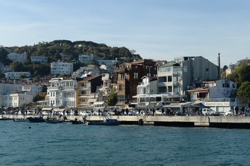 Fototapeta na wymiar Views of the city arnavutkoy district of Istanbul with the Bosphorus Strait