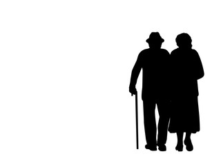 Silhouettes of grandparents going forward