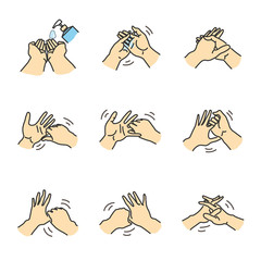 Hand washing line icon set. Coronavirus Protection Related Vector Line Icons.