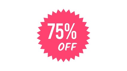 75% Off Sale Red Price Tag. Red Label Promo Banner Popup Promotional Animation. Special Offer Sale, Discount, Price Drop, Offer Sticker. Discount 75 Percent Loopable Animated Badge with Alpha Matte. - Powered by Adobe