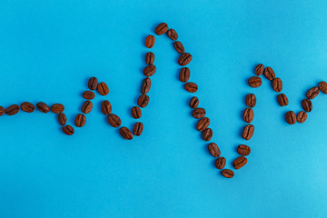 coffee beans show a bullet on a blue background