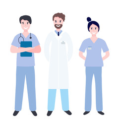 Set of medical workers - doctor, nurse, surgeon, therapist, physician isolated on white. Flat vector illustration with hospital staff. Medical concept to stop coronavirus.