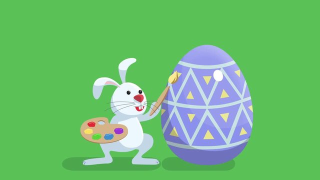 Easter Rabbit Hare Painting Eggs Cartoon Animation
