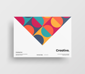 Creative business presentation vector A4 horizontal orientation front page mock up. Modern corporate report cover abstract geometric illustration design layout. Company identity brochure template.