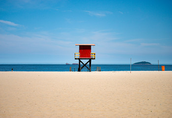 Copacabana Beach, Rio de Janeiro, Brazil quarantined due to covid 19.