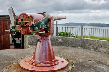 An anti-aircraft gun in Fort Dunree, Donegal, Ireland.