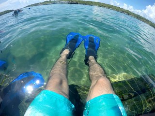 woman snorkeling in the sea