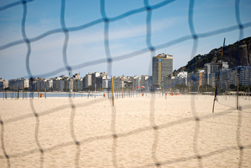 Copacabana Beach, Rio de Janeiro, Brazil quarantined due to covid 19.