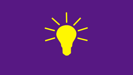 New yellow bulb icon on purple background,Light bulb icon
