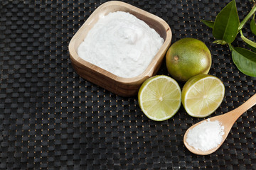 Baking soda - sodium bicarbonate and lemon. 