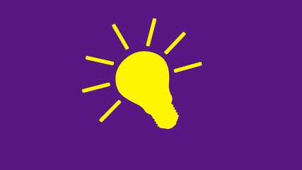 New yellow bulb icon on purple background,Light bulb icon