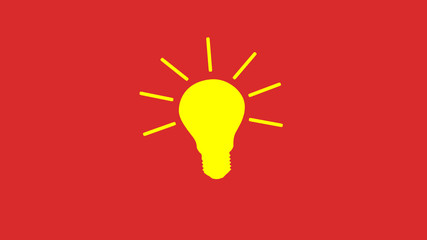 Amazing yellow bulb icon on red background,Yellow bulb icon