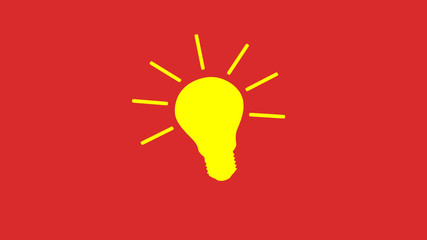 Amazing yellow bulb icon on red background,Yellow bulb icon