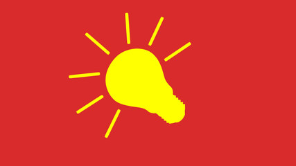 Amazing yellow bulb icon on red background,Yellow bulb icon