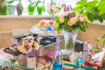 
preparing for the wedding picking up the bride