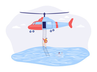Emergency service police, ambulance, firefighters and rescue vector illustration. Dangerous job in protection and security services, professionals and volunteers cartoon character. Emergency concept