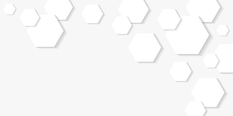3D white background. Abstract wallpaper honeycombs in origami style. Hexagon paper cut backdrop white color. Vector illustration layered geometric shapes. Minimal design card, brochure, cover, banner.