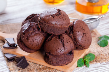Chocolate muffins with cherry