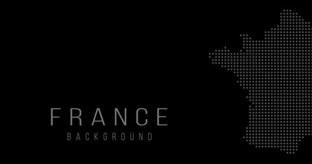 France country map backgraund made from halftone dot pattern, Vector illustration isolated on black background