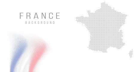 France country map backgraund made from halftone dot pattern, Flag concept. Vector illustration isolated on white background