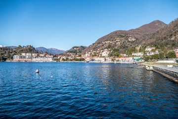 Fototapeta na wymiar Lake front of Laveno on Lake Maggiore