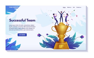 Successful business website concept, set of vector illustrations. Business project, teamwork and company strategy presentation. Creative concept for businesspeople landing page, corporate website