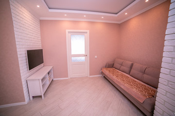 living room in light beige and white tones