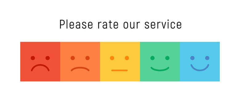 Smiley rate scale emotion emoji icon. Feedback rate survey emoticon  satisfaction meter. Stock Vector | Adobe Stock