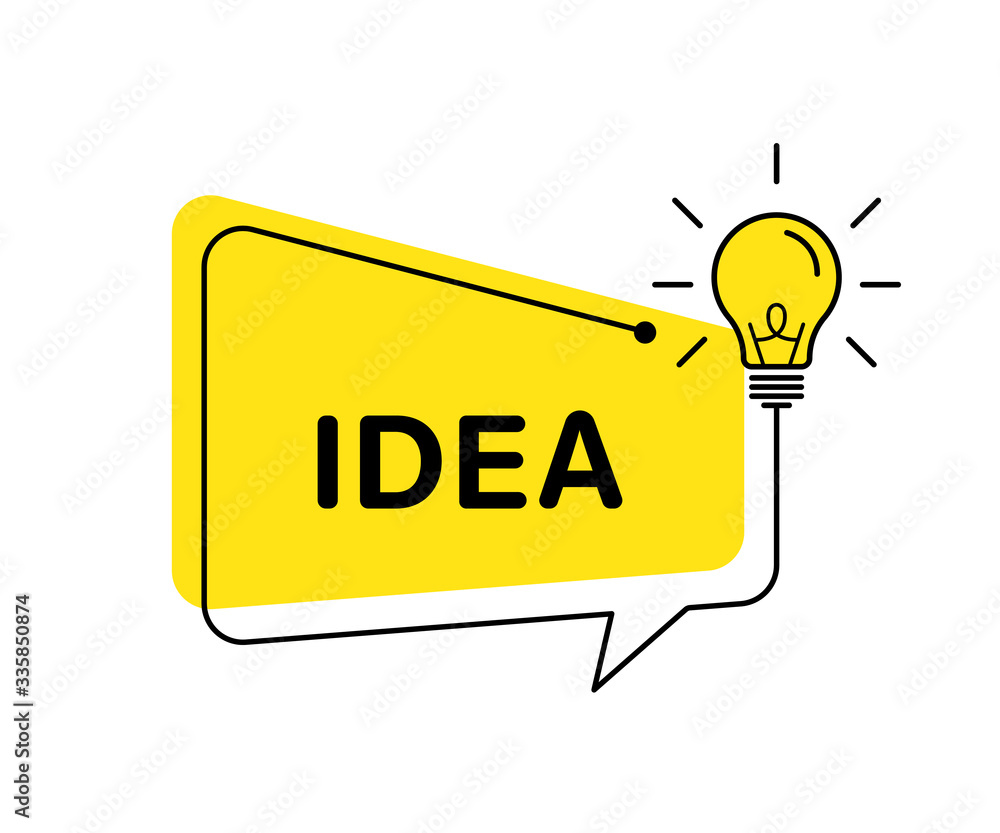 Poster idea vector banner light bulb and speech bubble. vector isolated illustration. idea concept illustra