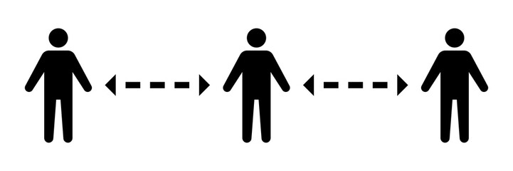 Distance vector icon on white background. Vector isolated icon. Social distancing. Self quarantine sign or symbol.