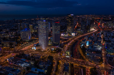 Fototapeta na wymiar City center of Tel Aviv aerial drone view