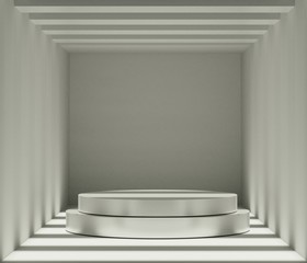 Minimalist Black theme background. 3d abstract minimal geometric forms. Glossy luxury podium for your design.