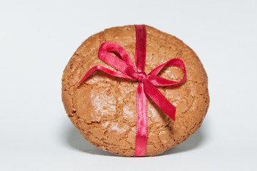 cookie with red ribbon