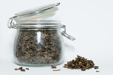 jar with tea leaves