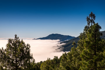Fototapeta na wymiar Beautiful landscape of the mountains under clouds in La Palma, Canary Islands, Spain