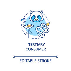 Tertiary consumer concept icon. Grazing food chain link. Small carnivores and birds. Natural ecosystem idea thin line illustration. Vector isolated outline RGB color drawing. Editable stroke