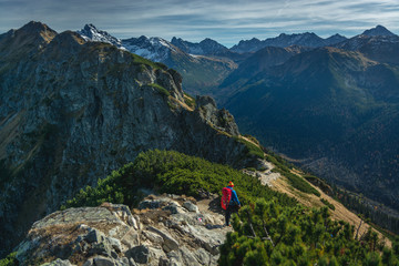 Tourist trekking in Tatra Mountains