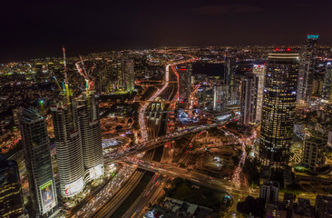 Fototapeta na wymiar Tel Aviv-Ramat Gan city center aerial drone view