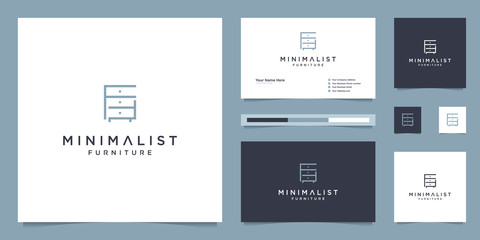Minimalist furniture logo design interior with business card template