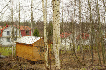 Fototapeta na wymiar Wooden house in an old Russian village