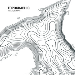Topographic map contour vector mountain geographic relief background. Contour map terrain