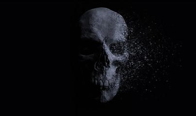Scary grunge skull wallpaper. Halloween background with free space for text. Design for t-shirt...