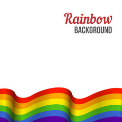 Rainbow flag background, waving LGBT flag on white