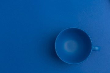 blue background with blue utensils, top view, nobody, color of the year