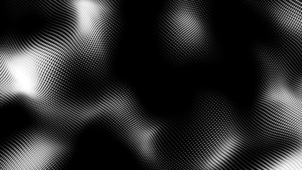 Dot white black wave technology texture background. Abstract big data digital concept. 3d rendering.